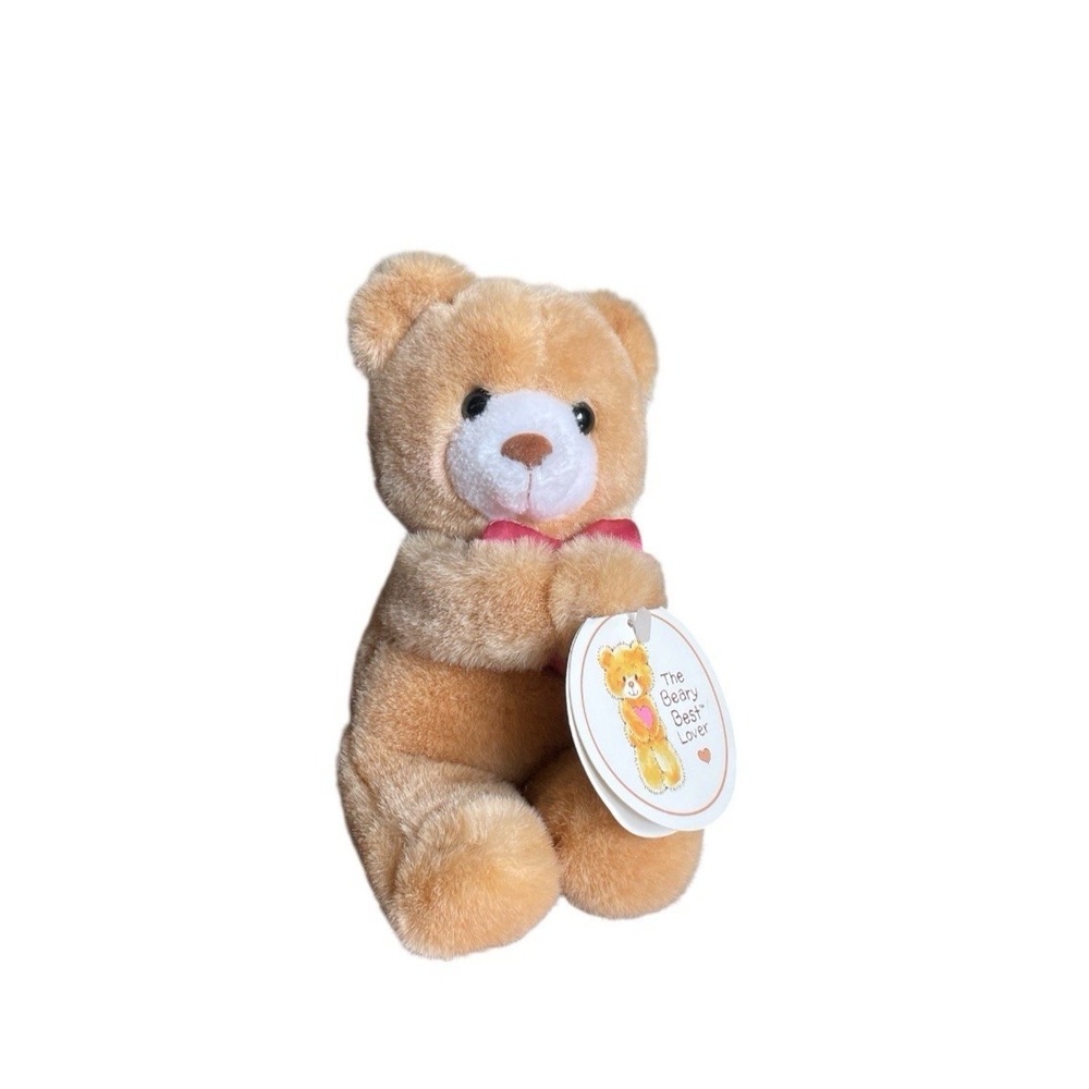 Applause Beary Greeting Teddy Lover Stuffed Toy with Heart Tag 9" Tall Year 1986